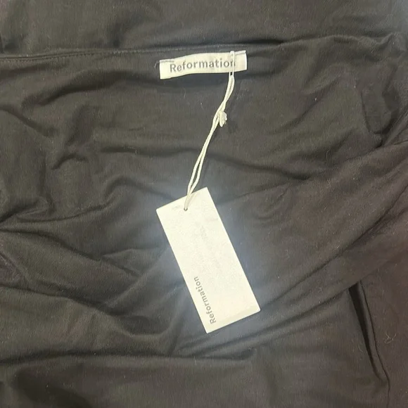 Reformation Black Off-Shoulder Midi Dress - Picture 12 of 12